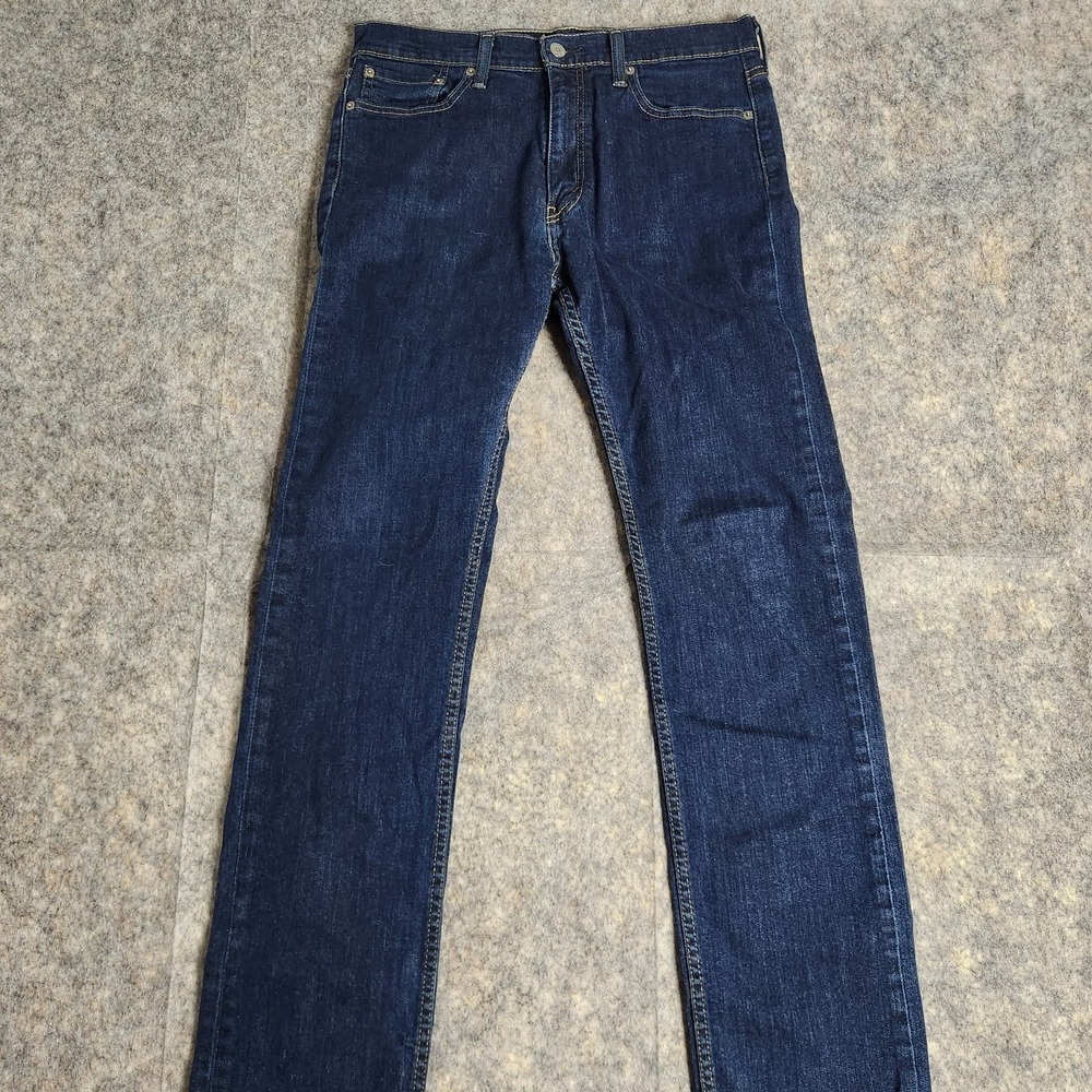 Levis 513 Jeans Men 32x31 Blue Dark Wash Slim Straight Denim Embroidered Skater